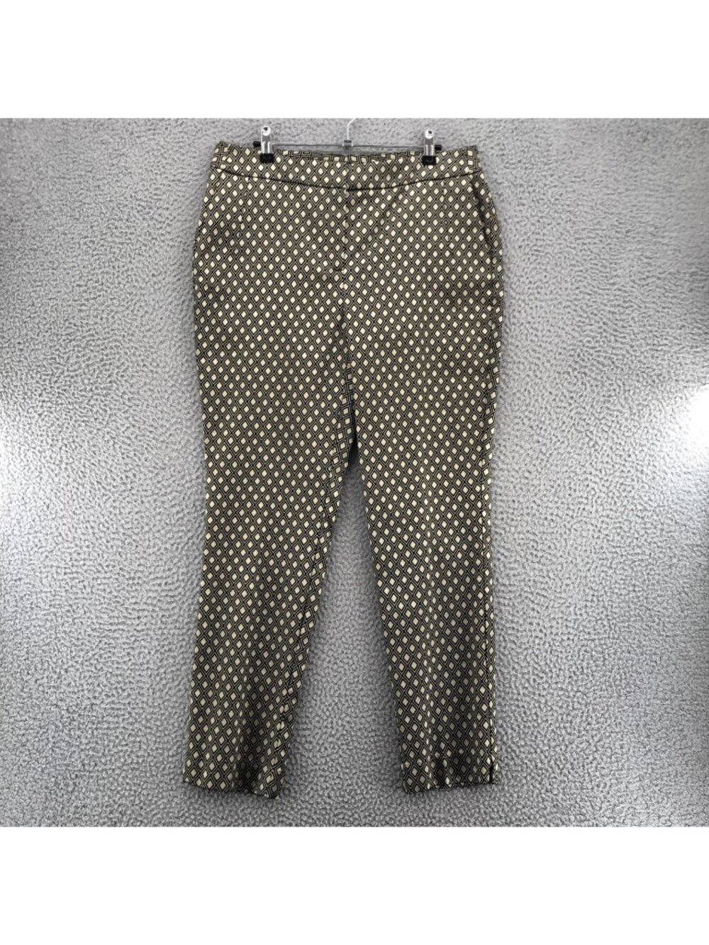 Chicos Pants Womens 1 US 8 Gold Black Diamond Shimmer Skinny Leg Ankle Pockets